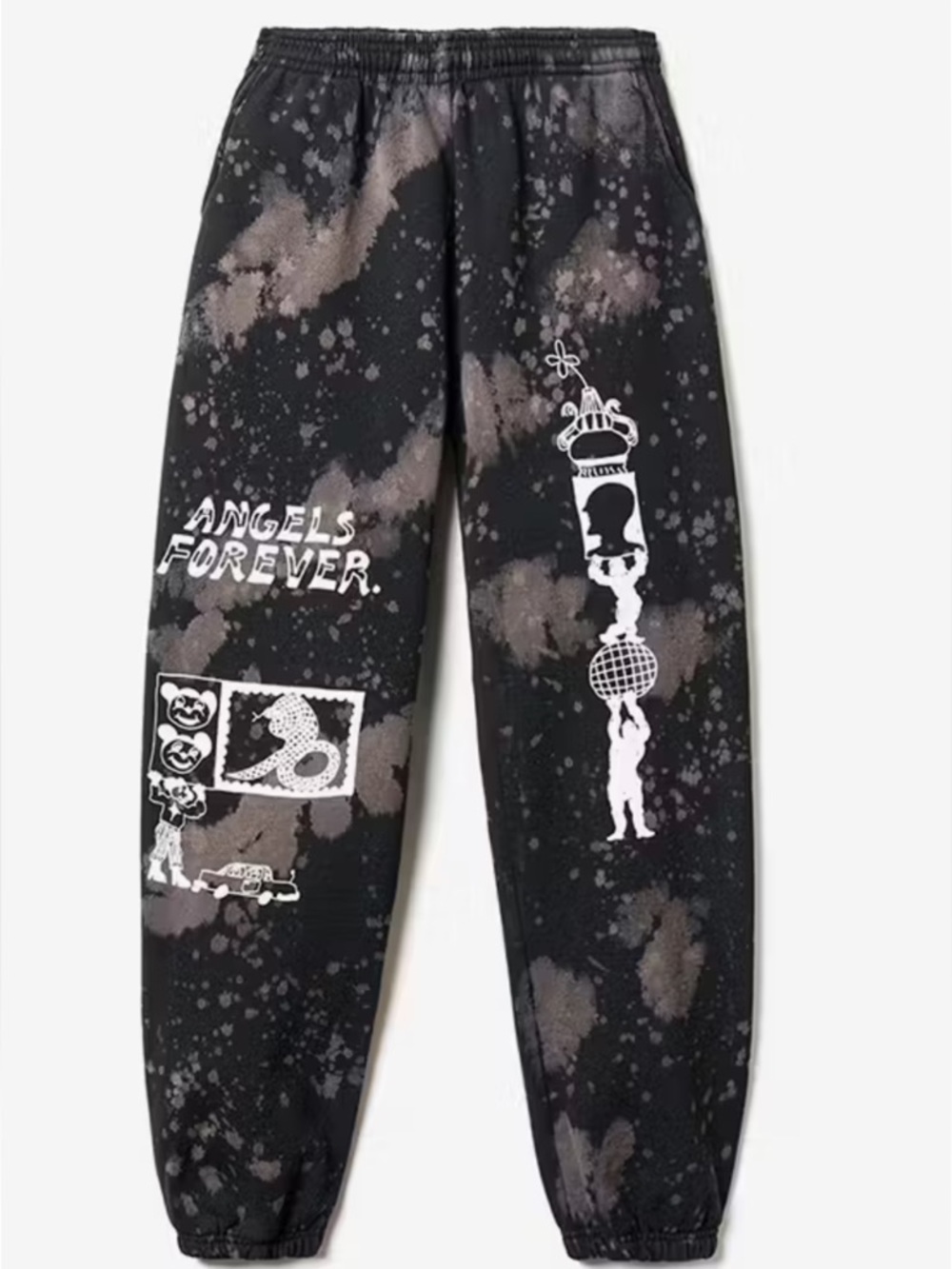 Brain Dead x Slam Jam Black & Gray Hand-Dye Graphic Jogger Sweatpants